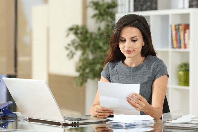 lady checking credit report