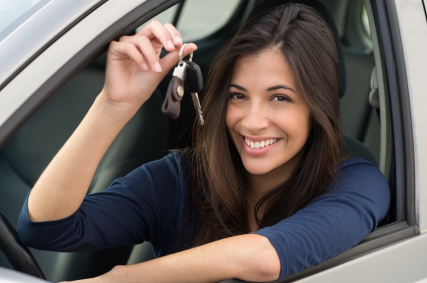 woman in car