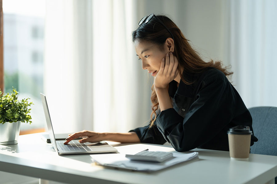woman viewing Equifax report