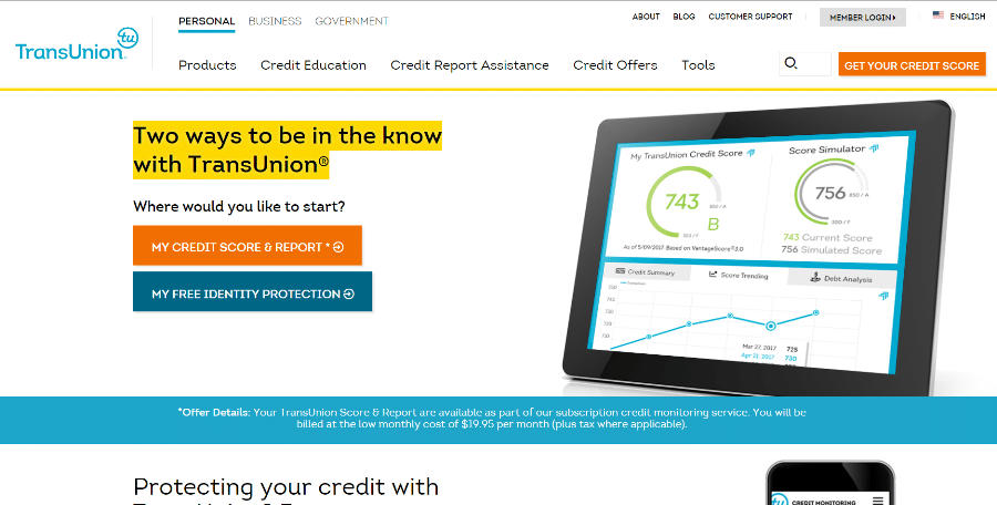 TransUnion's website