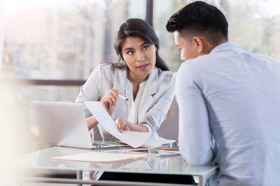 credit professional with client