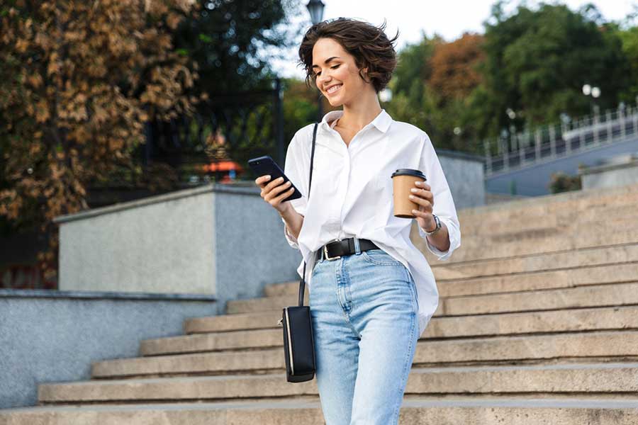 woman using mobile app