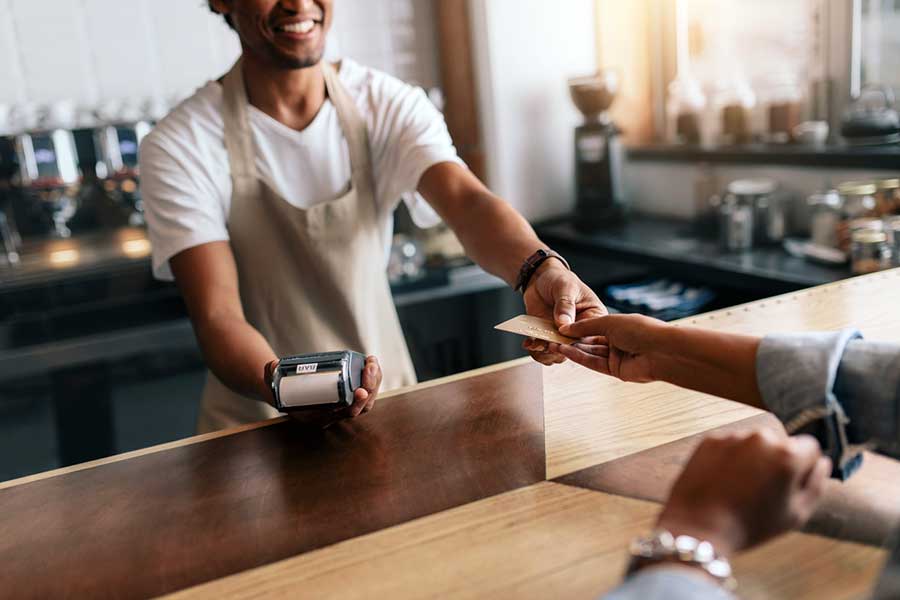 customer paying with credit card